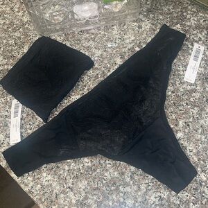 Black Lace Thong Set By Soma